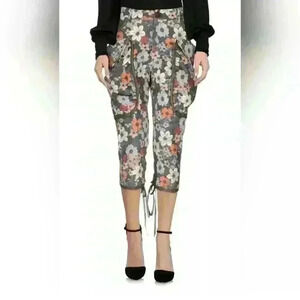 Italy Velvet Florals Cargo Capris
